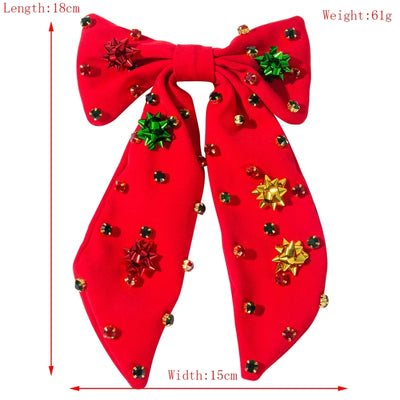 Christmas Elegant Classic Style Women's Bow Knot Alloy Sequins Inlay Rhinestones Hair Clip