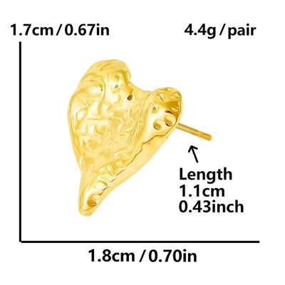 1 Pair Simple Style Classic Style Heart Shape Plating 304 Stainless Steel Ear Studs