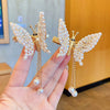 cute fashion sweet butterfly alloy metal artificial pearls hair clip