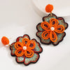 1 Pair Vacation Sweet Classic Style Flower Inlay Synthetic Fibre Alloy Beads 14K Gold Plated Drop Earrings