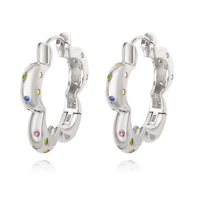 1 Pair Casual Classical Flower Inlay 925 Sterling Silver Zircon 18K Gold Plated White Gold Plated Earrings