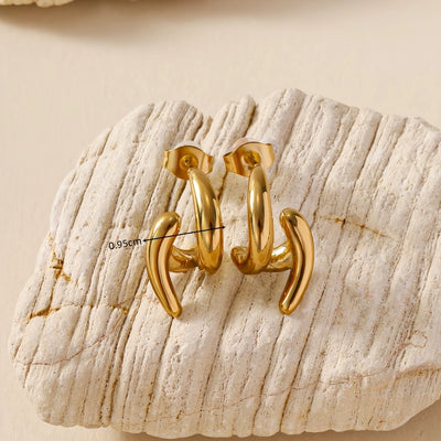 1 Pair Vintage Style Simple Style C Shape Geometric 304 Stainless Steel 18K Gold Plated Ear Studs