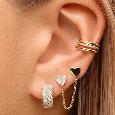 1 Pair IG Style Cute French Style Heart Shape Copper Zircon 24K Gold Plated Dangling Earrings