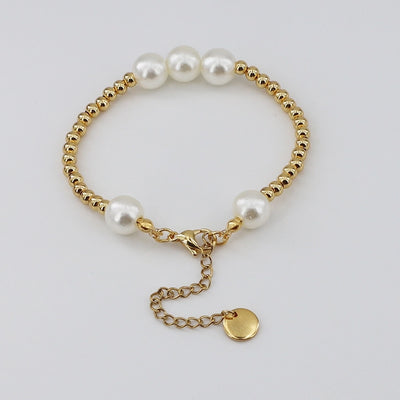 Simple Style Pearl Beads 304 Stainless Steel Bracelets In Bulk