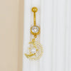 1 Piece Belly Rings Cute Sweet Star Moon Flower 316 Stainless Steel  Alloy Copper Inlay Rhinestones Pearl Gold Plated