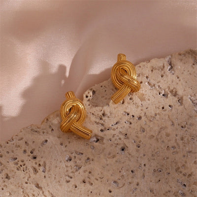 1 Pair Simple Style Knot 304 Stainless Steel 18K Gold Plated Ear Studs