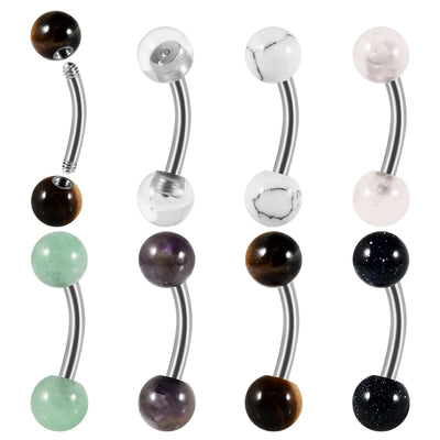 1 Piece Eyebrow Studs Casual Elegant Vacation Geometric 304 Stainless Steel Howlite Tiger Eye Eyebrow Studs