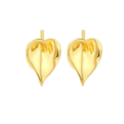 1 Pair Wedding Simple Style Classic Style Heart Shape Brass 24K Gold Plated Drop Earrings