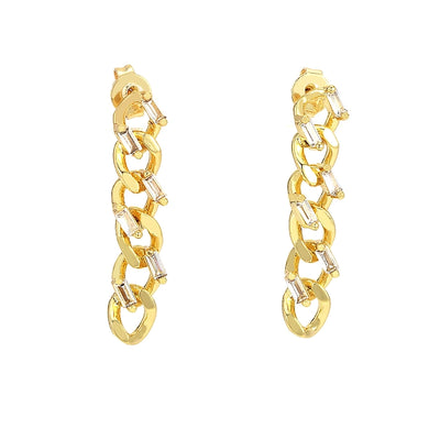 1 Pair Streetwear Commute chain Inlay Copper Zircon 18K Gold Plated Drop Earrings