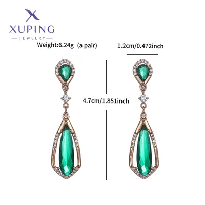 1 Pair Glam Luxurious XUPING Geometric Copper 18K Gold Plated Drop Earrings