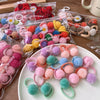 20 Bagged Macarons Candy Color Autumn and Winter Plush Fur Ball Small Size Wooden Ear Hair Band Children's All-Match Headband