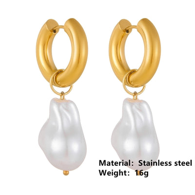 1 Pair Vintage Style Simple Style Geometric Plating Inlay Titanium Steel Artificial Pearls 18K Gold Plated Drop Earrings