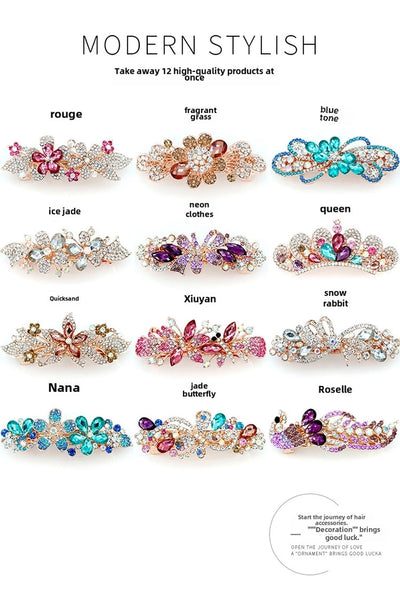 Rhinestone hairpin combination hot sale metal spring clip hair accessories ponytail clip hairpin antique headdress stall jewelry