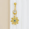 1 Piece Belly Rings Cute Sweet Star Moon Flower 316 Stainless Steel  Alloy Copper Inlay Rhinestones Pearl Gold Plated