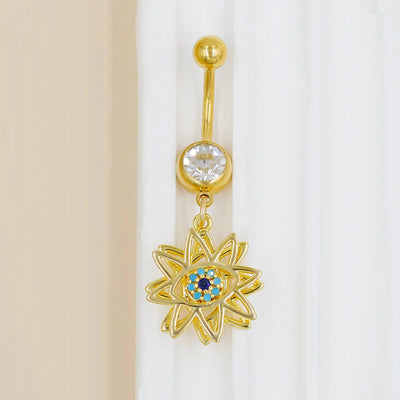 1 Piece Belly Rings Cute Sweet Star Moon Flower 316 Stainless Steel  Alloy Copper Inlay Rhinestones Pearl Gold Plated