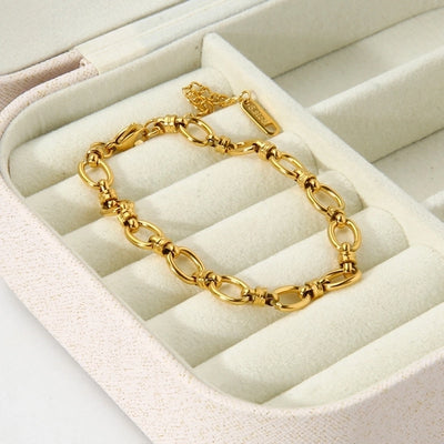 Simple Style Solid Color 304 Stainless Steel 18K Gold Plated Bracelets In Bulk