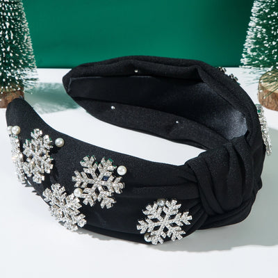 Christmas Elegant Women's Snowflake Alloy Pearl Inlay Rhinestones Hair Band