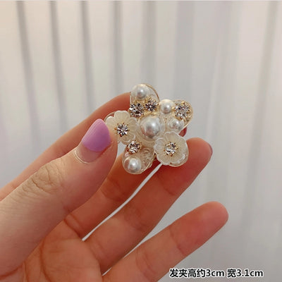 Factory source supply goods grab clip White Crystal Pearl hair clip side clip  antique Hanfu headdress women's grab clip