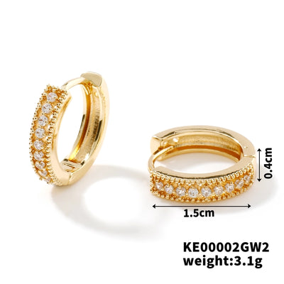 1 Pair Hip-Hop Simple Style Circle Plating Inlay Copper Zircon K Gold Plated Earrings