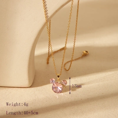 304 Stainless Steel Copper 18K Gold Plated Cartoon Zircon Necklace