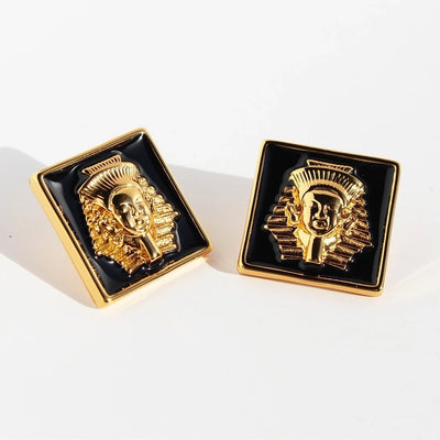 1 Pair Vintage Style Exaggerated Cool Style Geometric Square Enamel Plating Three-dimensional Brass 24K Gold Plated Ear Studs