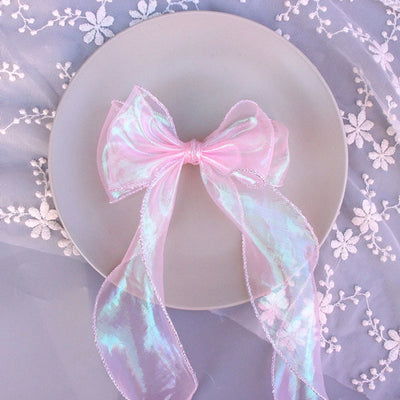 cartoon style bow knot organza rhinestone hair clip