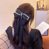 Black Diamond Pearl bow hairpin trendy houndstooth spring clip back head headwear fashionable temperament hair accessories