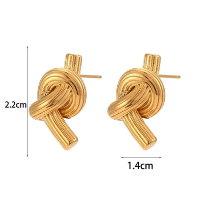 1 Pair Simple Style Knot 304 Stainless Steel 18K Gold Plated Ear Studs