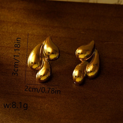 1 Pair Elegant Hip-Hop Retro Water Droplets Butterfly 304 Stainless Steel 18K Gold Plated White Gold Plated Ear Studs