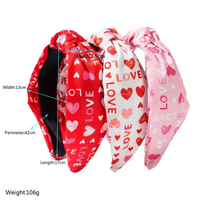 Casual Elegant Women's Love Heart Shape Knot Alloy Cloth Printing Hair Band