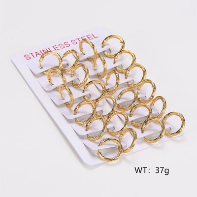 1 Pack of 12 Pairs Casual Simple Style Classic Style Stripe Spiral Stripe 304 Stainless Steel Hoop Earrings Earrings