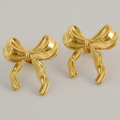 1 Pair Sweet Bow Knot 304 Stainless Steel Ear Studs