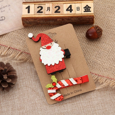 cartoon style christmas tree santa claus alloy sequins hair clip 2 pieces