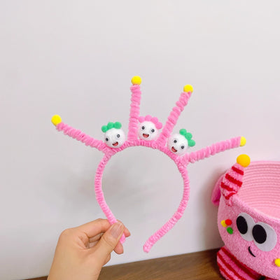 Children Unisex Cartoon Style Cute Heart Shape Flower Plush Handmade Hair Band