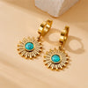 1 Pair Vintage Style Circle Flower 304 Stainless Steel Drop Earrings