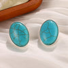 1 Pair Vintage Style French Style Round Square Oval Inlay Alloy Copper Turquoise Pearl Zircon 18K Gold Plated Drop Earrings Ear Studs