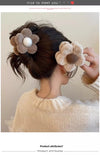 Plush flower hairpin female back head large gripper high-grade hair clip subnet Red Shark clip hairpin headdress