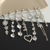 1 Piece 1 Set Belly Rings Simple Style Shiny Heart Shape 304 Stainless Steel Belly Rings