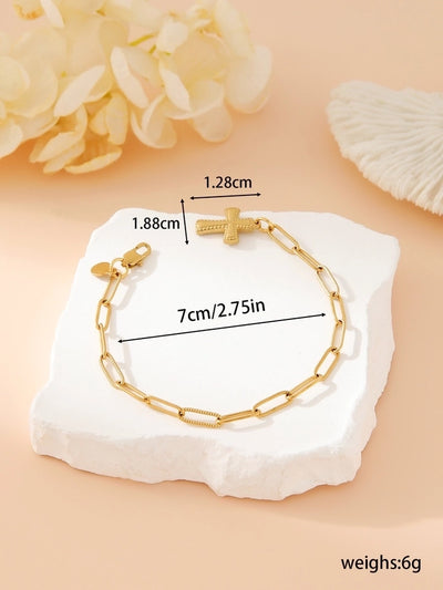 Retro Simple Style Cross 304 Stainless Steel 18K Gold Plated Bracelets In Bulk