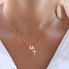 201 Stainless Steel Copper Cross Letter Pendant Necklace