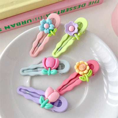 cute spring and summer new frosted flower duckbill clip Tulip hairpin candy color side clip  headdress for women