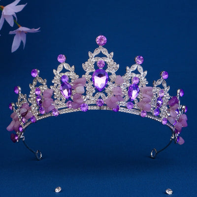 european and american bride wedding dress dress hair accessories light luxury natural gravel crown 18 adult ceremony purple rhinestone crown