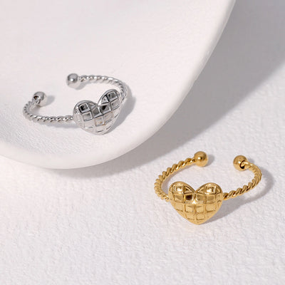 Jewelry Sweet Simple Style IG Style Heart Shape 304 Stainless Steel 18K Gold Plated Stainless Steel Rings