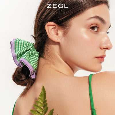 ZEGL Plaid large intestine hair ring headband women's summer simple temperament cute Japanese  new hair accessories headdress