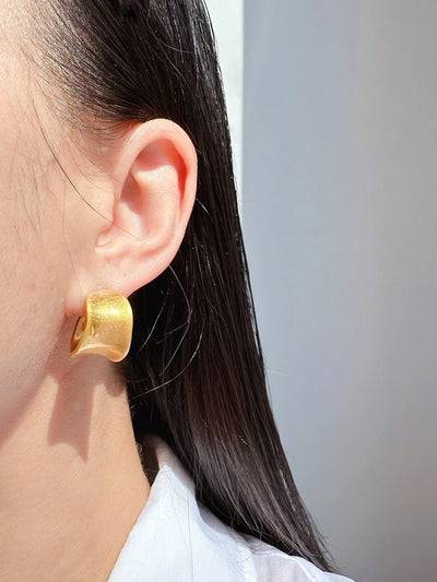 1 Pair Elegant Vintage Style Commute C Shape Irregular Plating Frill Brass 24K Gold Plated Earrings