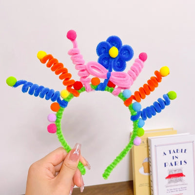 Children Unisex Cartoon Style Cute Heart Shape Flower Plush Handmade Hair Band