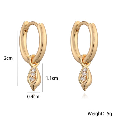 1 Pair Simple Style Commute Geometric Plating Inlay Copper Zircon Earrings