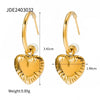 1 Pair Retro Sweet Simple Style Heart Shape 304 Stainless Steel 18K Gold Plated Drop Earrings