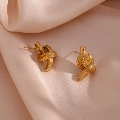 1 Pair Simple Style Knot 304 Stainless Steel 18K Gold Plated Ear Studs