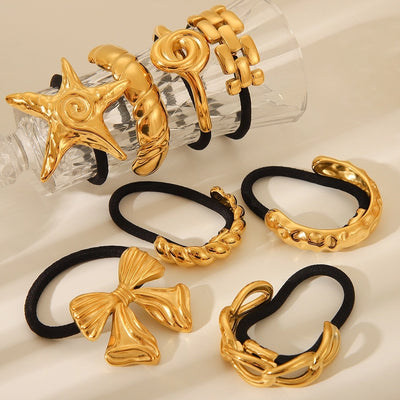 Women's IG Style Korean Style Starfish Heart Shape Bow Knot 304 Stainless Steel Plating Hair Tie